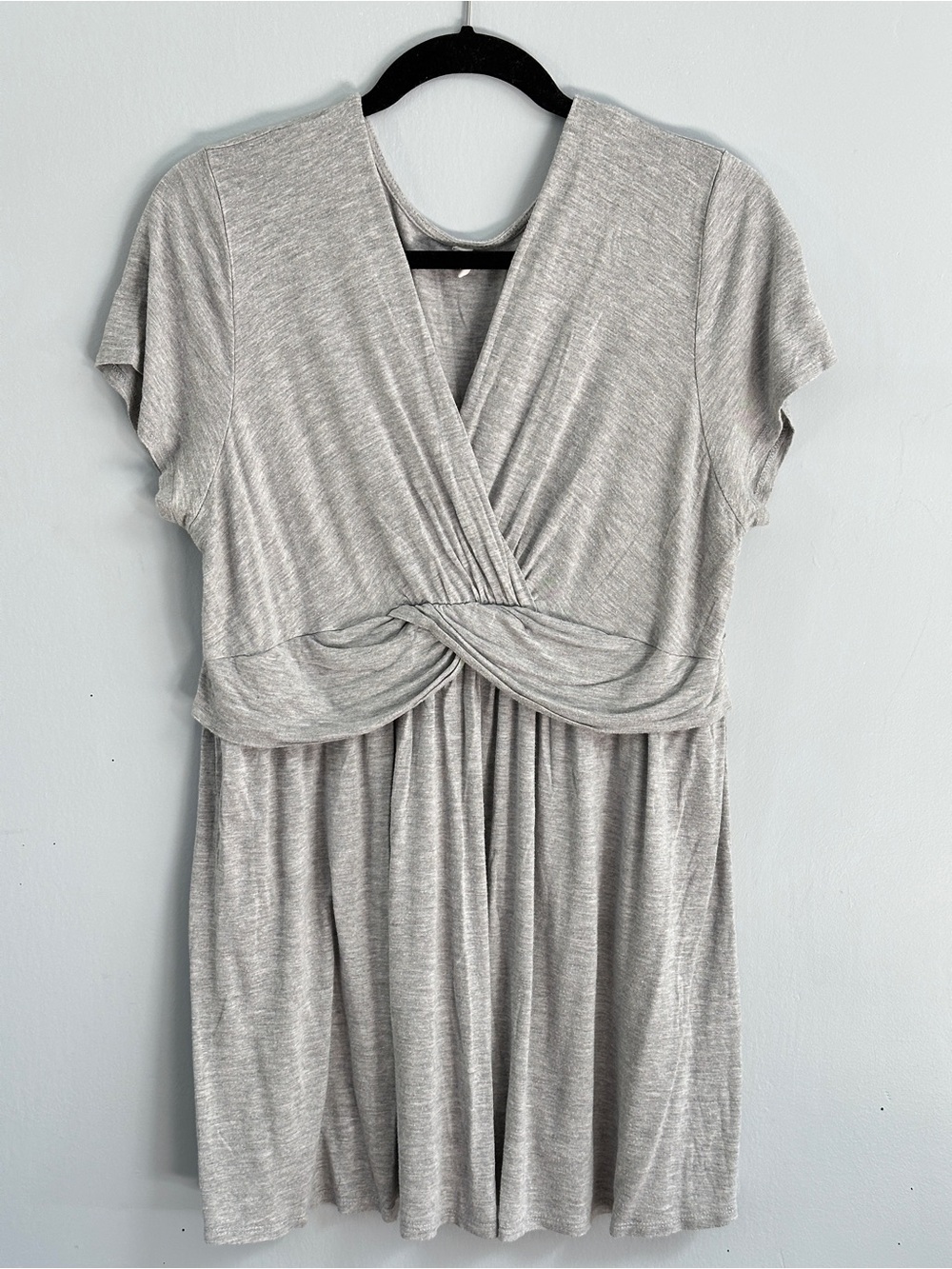 PinkBlush Maternity 3X Gray Twist Front Babydoll Tunic Top